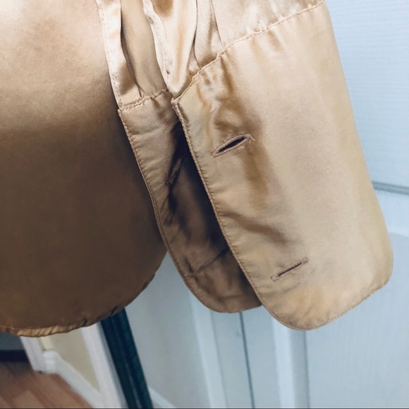 Style New York Silk Button Down Oversize Long Sleeves Top Size M Gold Cream - Picture 5 of 11